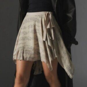 Urban Outfitters Silence + Noise Emilia Chiffon Mini Wrap Skirt Neutral Multi